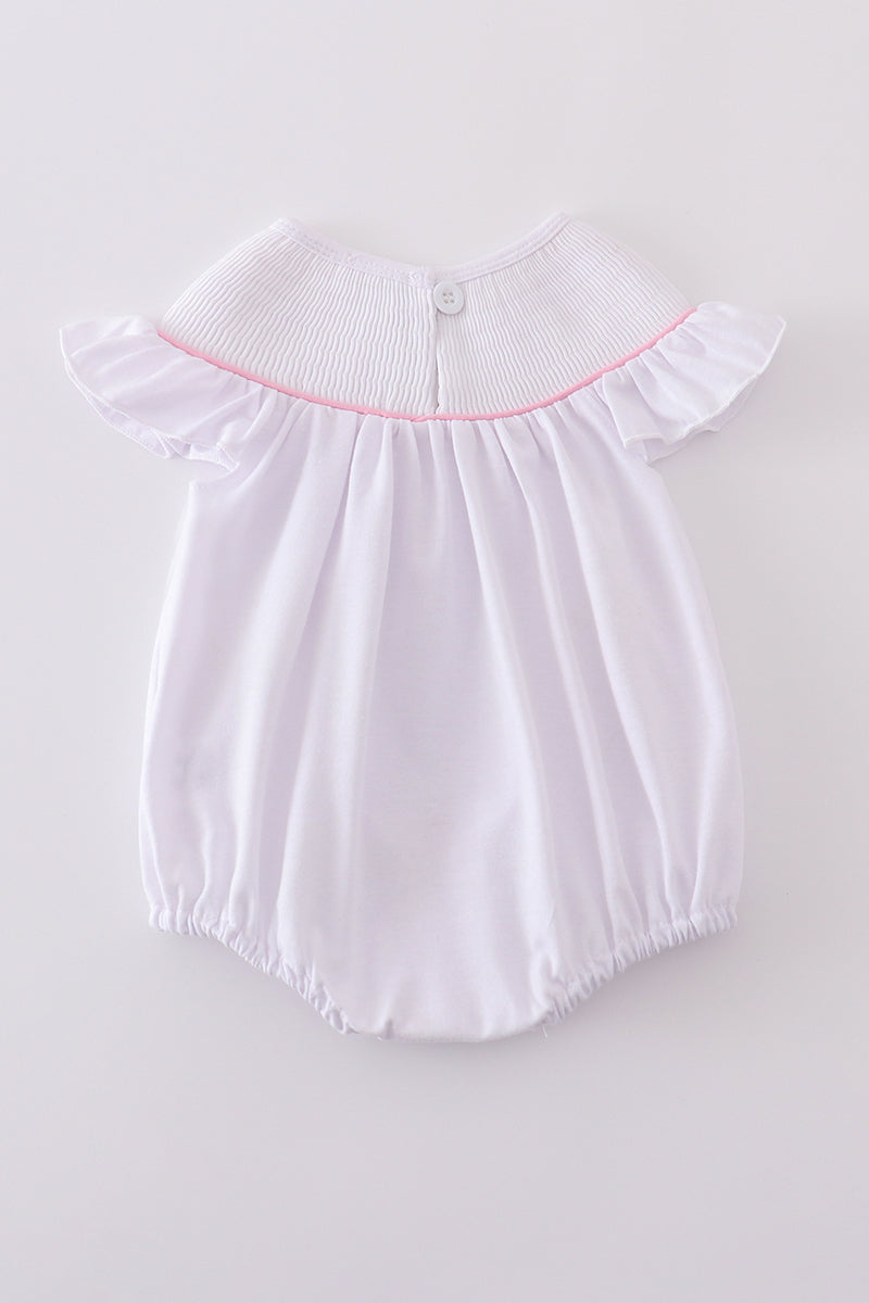 Pink cross embroider smocked bubble