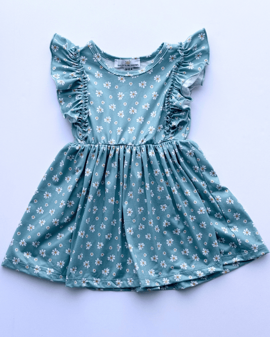 Zoey Ruffle Play Dress - Mint Daisy